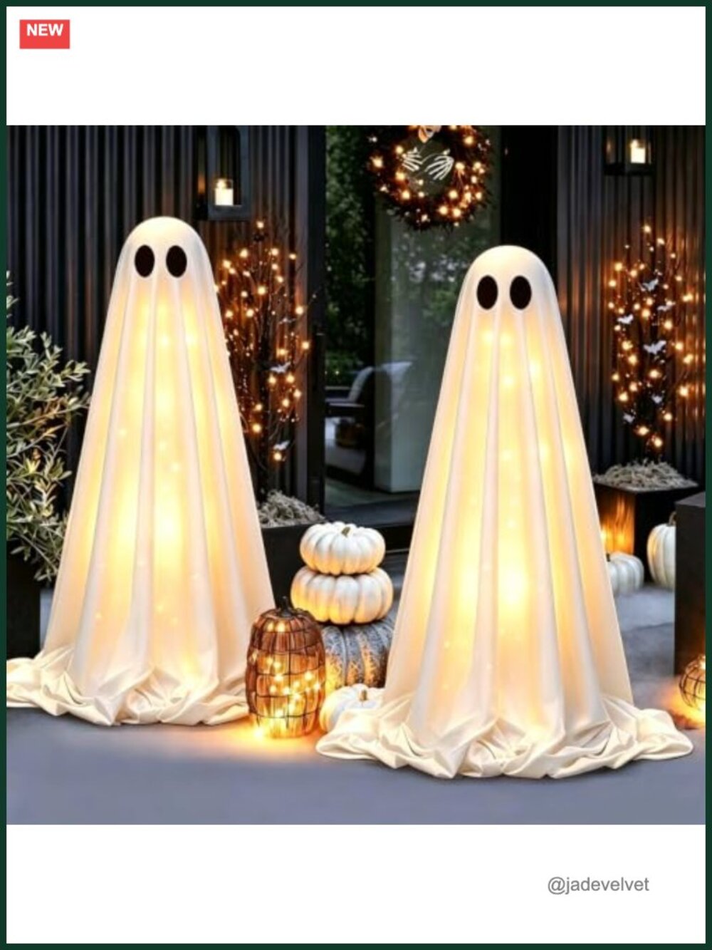 2 Pack Light Up Ghost Halloween Decorations DIY Standing Yard Decor Set